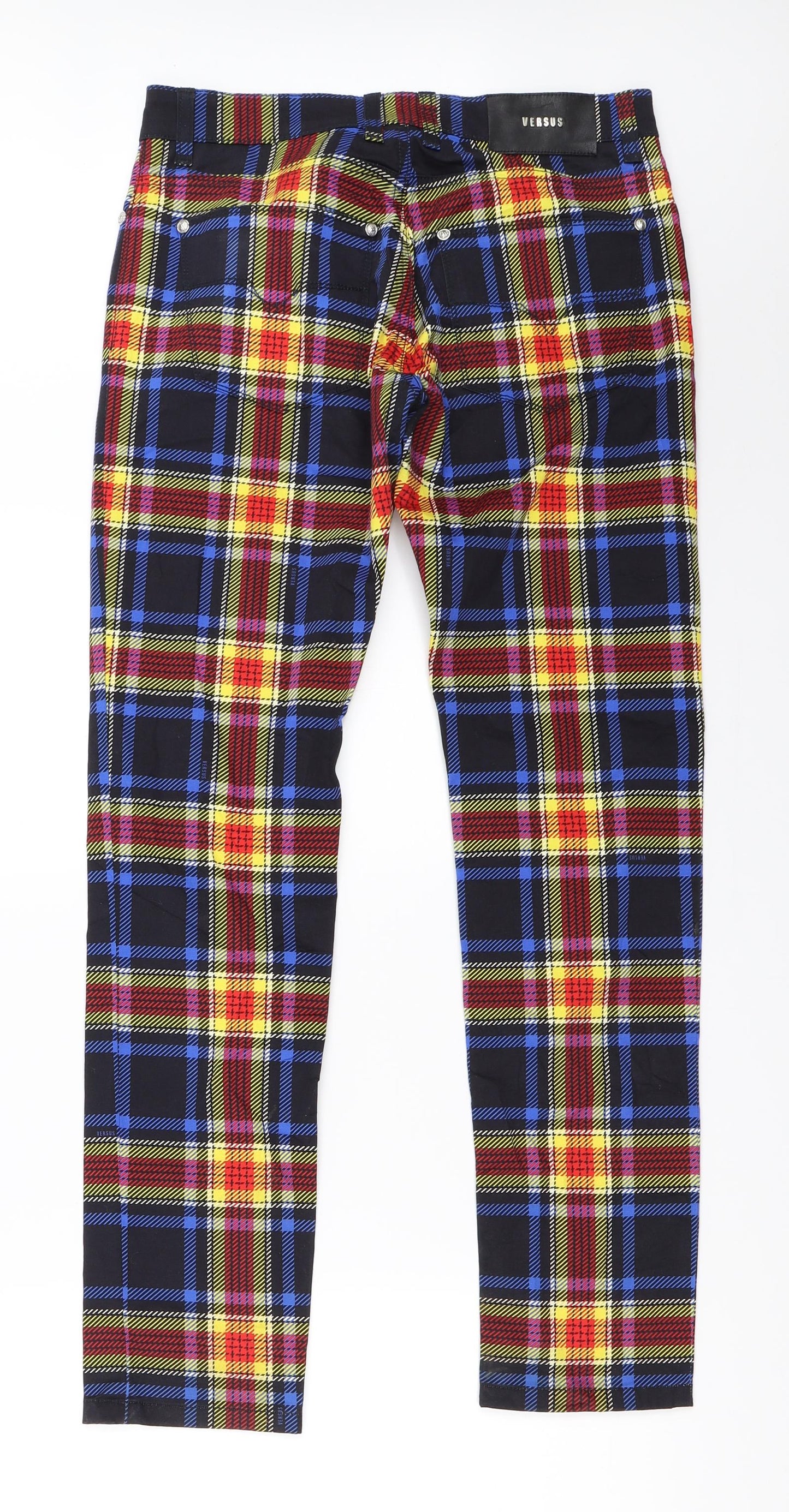 Versus Womens Black Check  Trousers  Size 30 L30 in