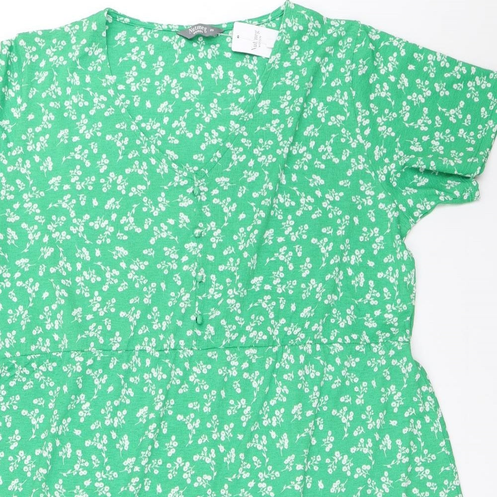 Nutmeg Womens Green Floral  Fit & Flare  Size 20