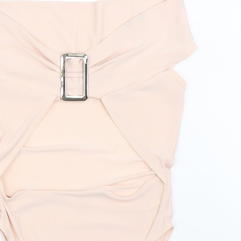 Boohoo Womens Pink   Basic Blouse Size 8  - bodysuit