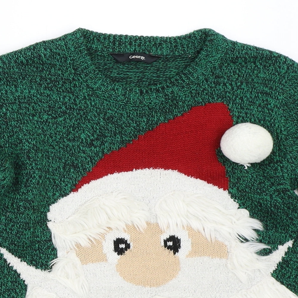 George Boys Green   Pullover Jumper Size 5-6 Years  - christmas