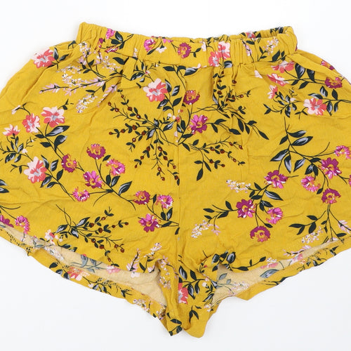 Preworn Womens Yellow Floral  Hot Pants Shorts Size M