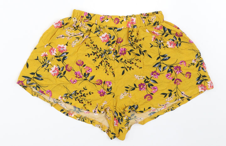 Preworn Womens Yellow Floral Hot Pants Shorts Size M