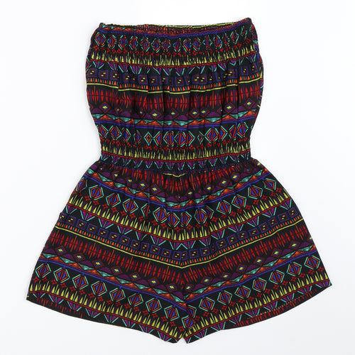 Ocean Club Womens Black Geometric  Playsuit One-Piece Size 8