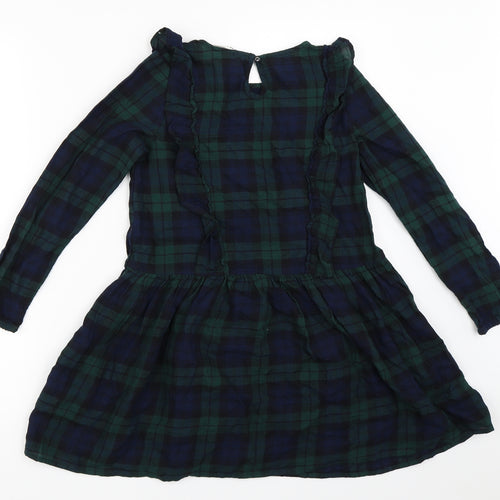 H&M Girls Green Check  Fit & Flare  Size 8-9 Years
