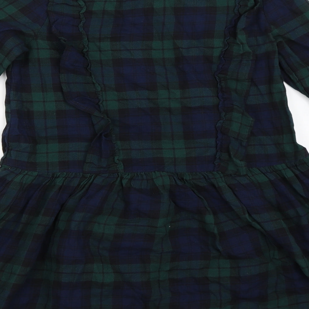H&M Girls Green Check  Fit & Flare  Size 8-9 Years