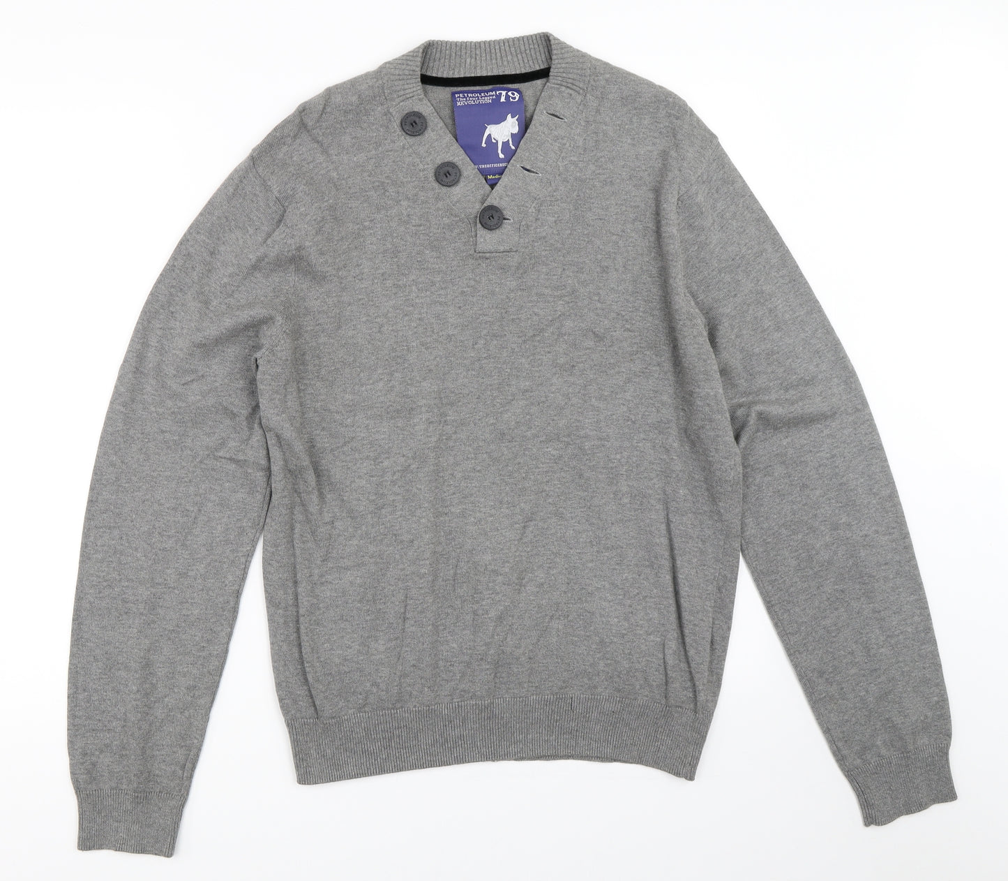 Petroleum Mens Grey   Pullover Jumper Size M