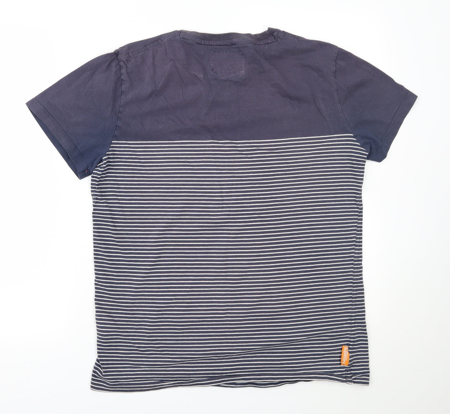 Superdry Mens Blue Striped   T-Shirt Size L