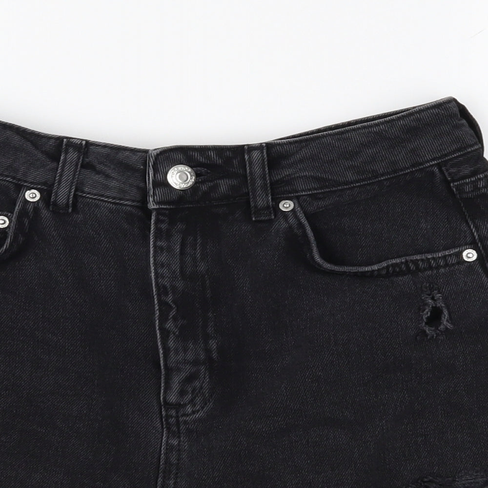Topshop Womens Black  Denim  Shorts Size 8