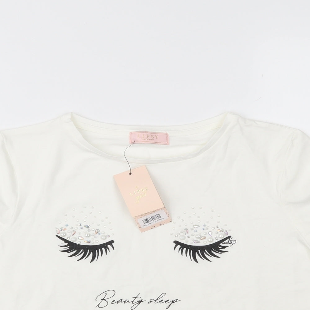 Lipsy Girls White   Basic T-Shirt Size 13-14 Years