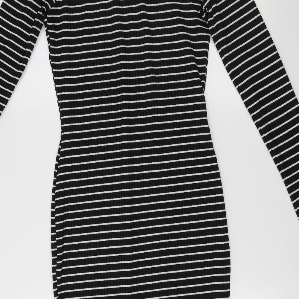 Boohoo Womens Black Striped  Ball Gown  Size 10