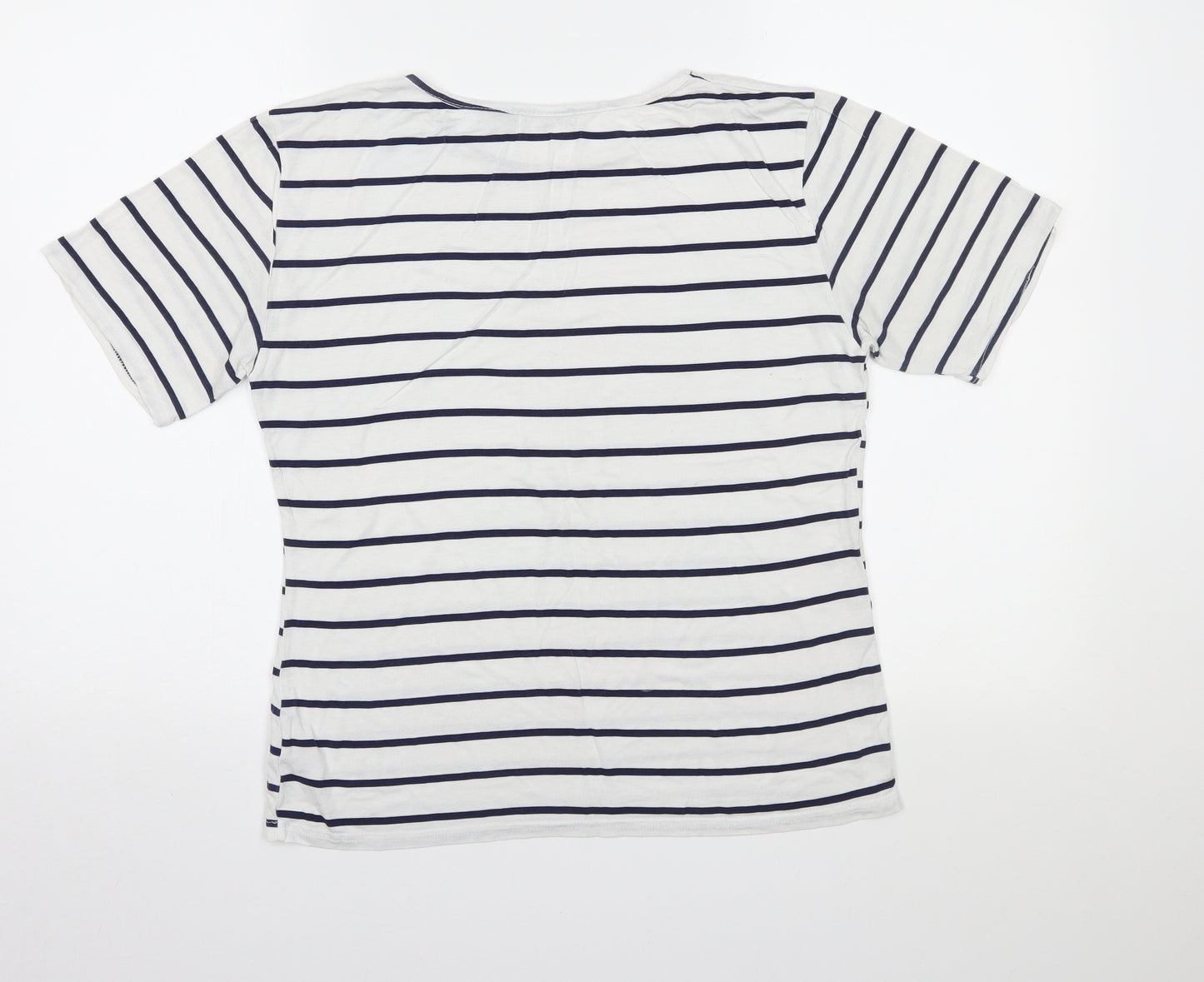 Boohoo Womens White Striped  Basic T-Shirt Size 8