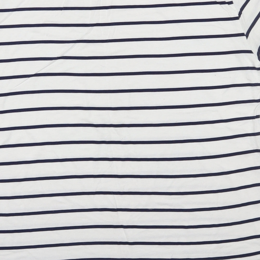 Boohoo Womens White Striped  Basic T-Shirt Size 8