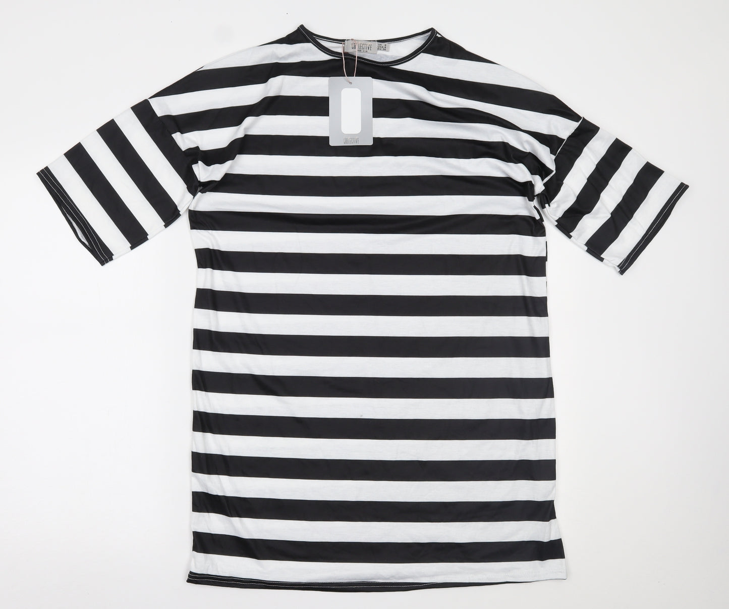 Collective Womens Black Striped  T-Shirt Dress  Size 8