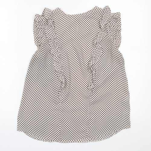 Dorothy Perkins Womens Ivory Polka Dot  Basic Blouse Size 10