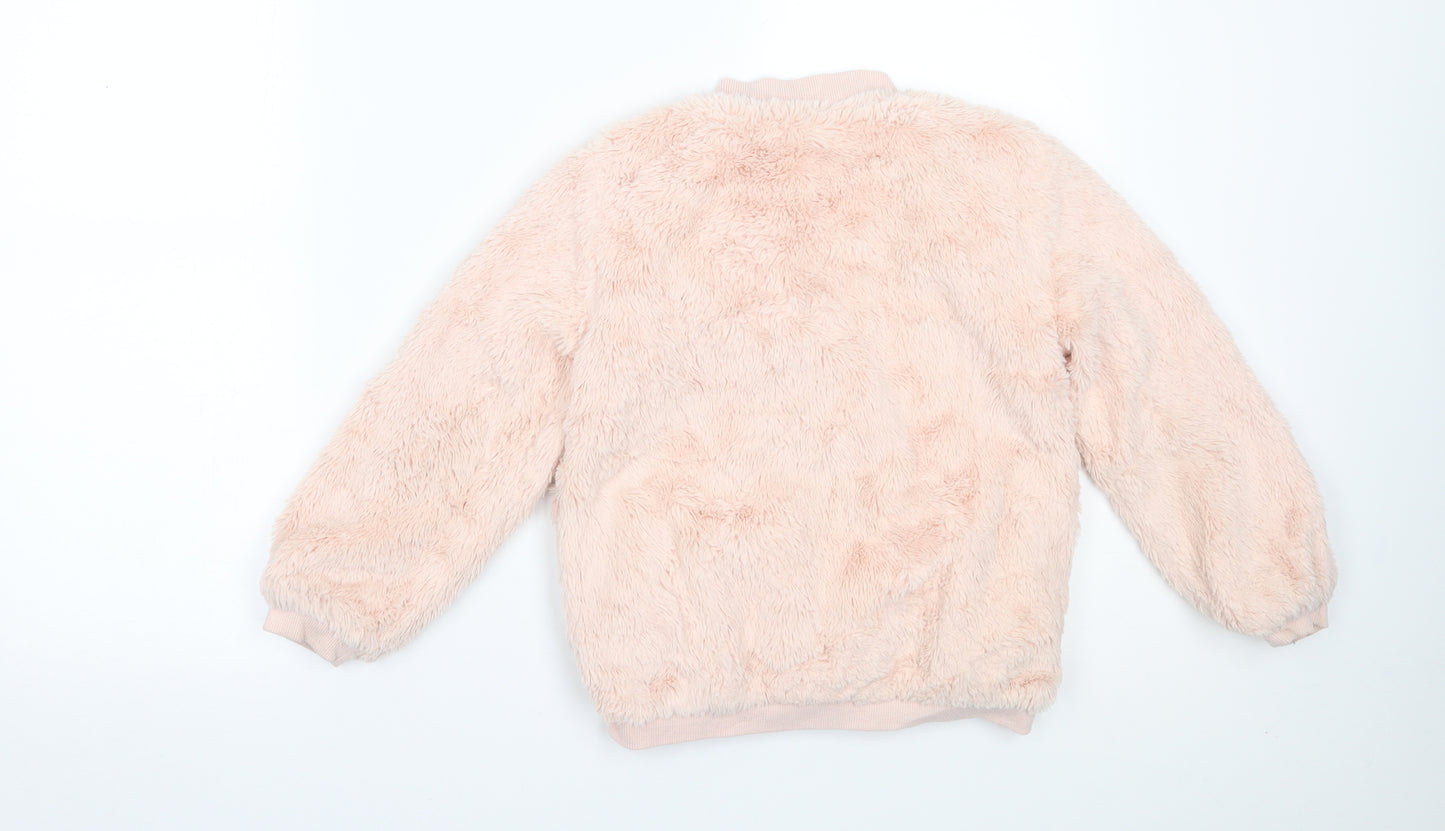 Mango Girls Pink   Motorcycle Jacket Coat Size 7-8 Years