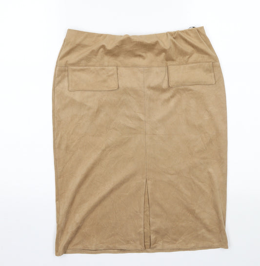 Front view of Primark women’s beige straight & pencil skirt, size UK 12