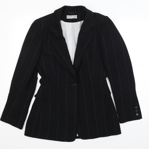 Wallis Womens Black Striped  Jacket Blazer Size 10