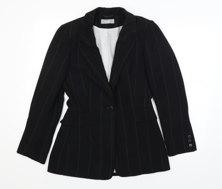 Wallis Womens Black Striped Jacket Blazer Size 10