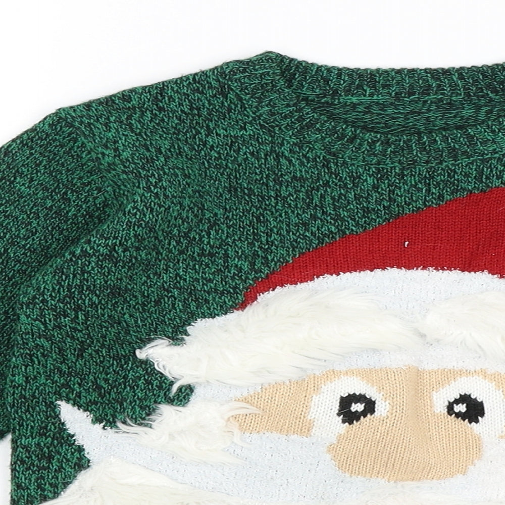 George Boys Green   Pullover Jumper Size 7-8 Years  - Santa