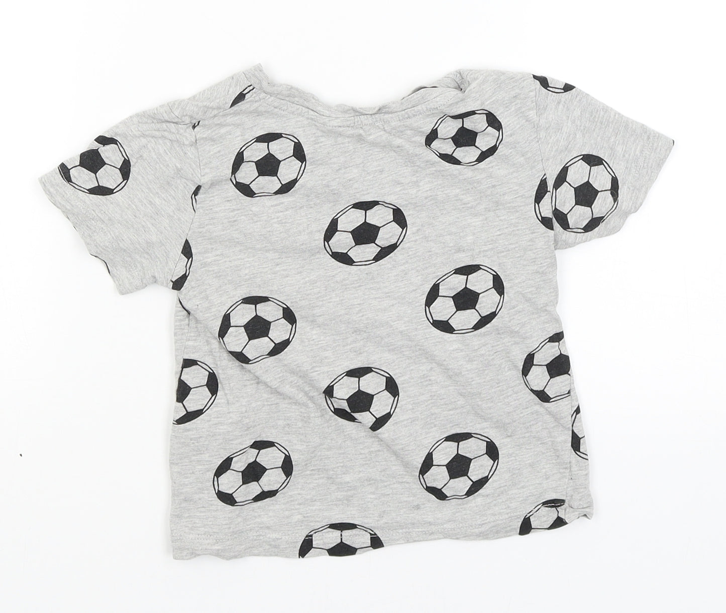 H&M Boys Grey   Basic T-Shirt Size 3-4 Years  - Football