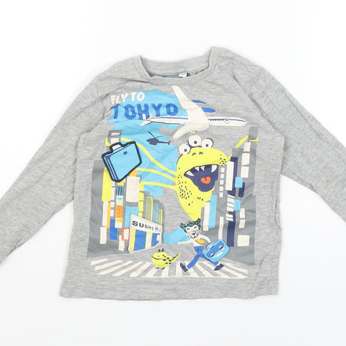 M&S Baby Grey   Basic T-Shirt Size 18-24 Months  - Fly to Tokyo