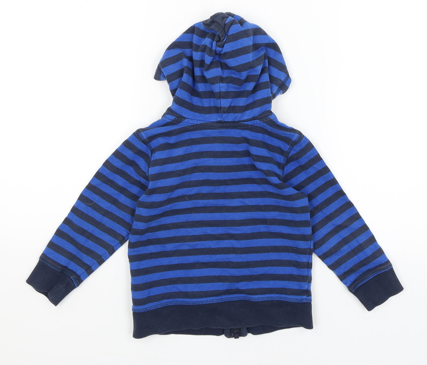 George Boys Blue Striped  Full Zip Hoodie Size 2-3 Years  - Shark