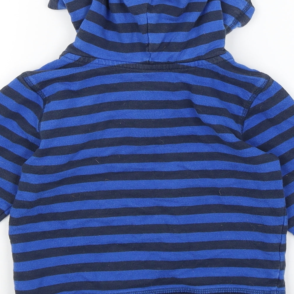 George Boys Blue Striped  Full Zip Hoodie Size 2-3 Years  - Shark