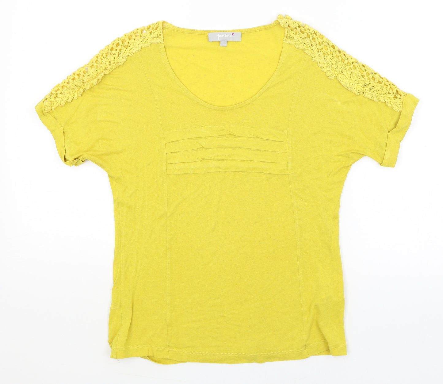 Per Una Womens Yellow   Basic T-Shirt Size 10
