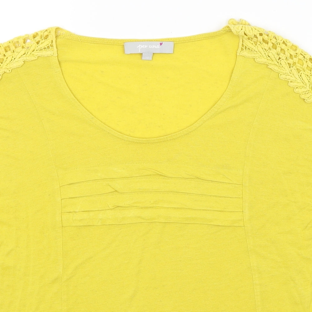 Per Una Womens Yellow   Basic T-Shirt Size 10
