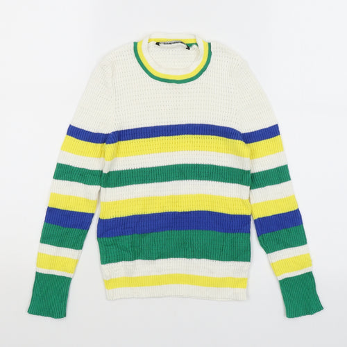 Astradivarius Womens White Striped  Pullover Jumper Size S
