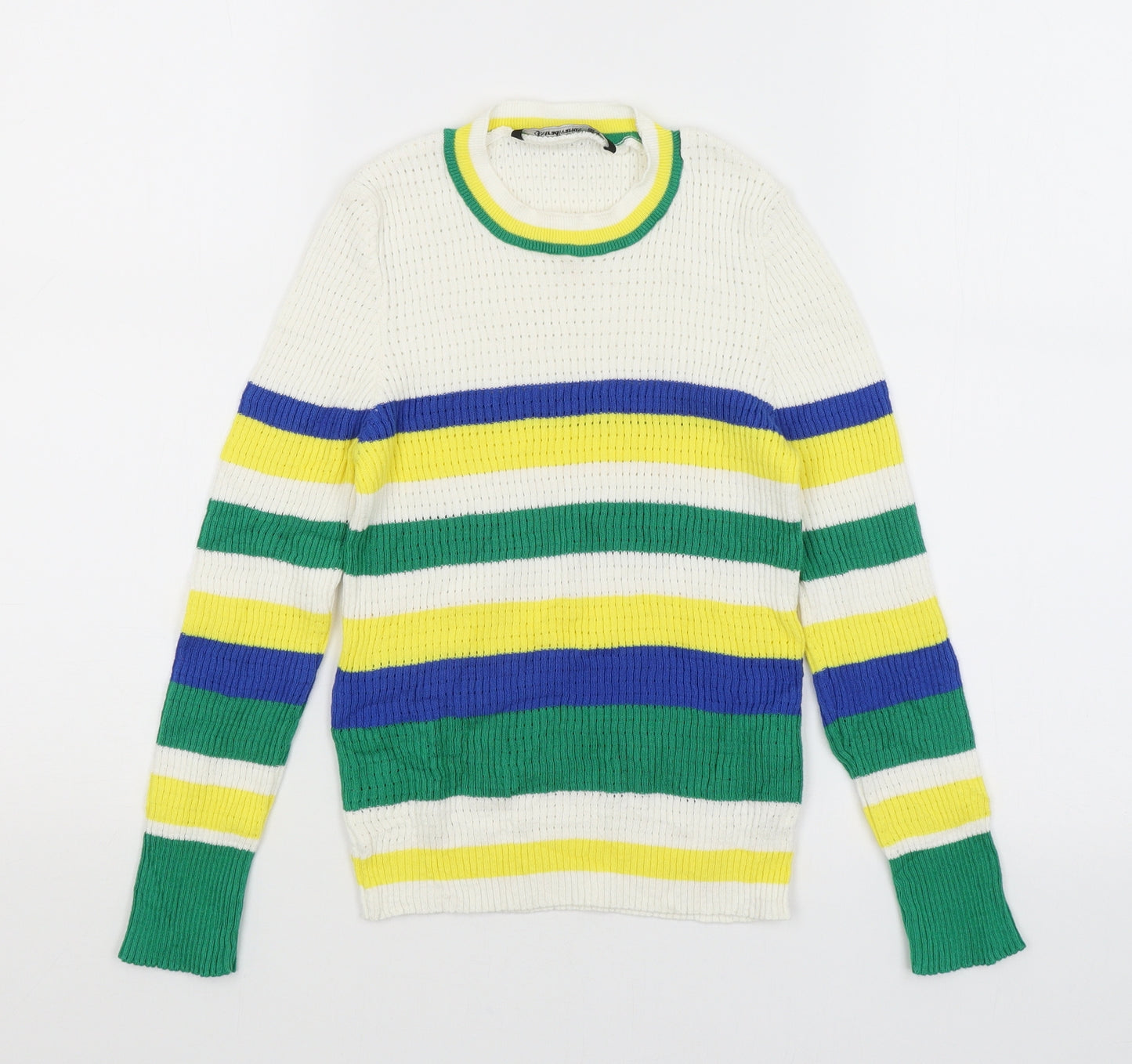 Astradivarius Womens White Striped  Pullover Jumper Size S