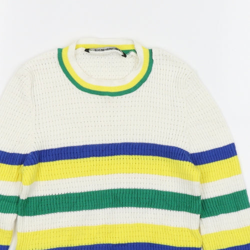 Astradivarius Womens White Striped  Pullover Jumper Size S