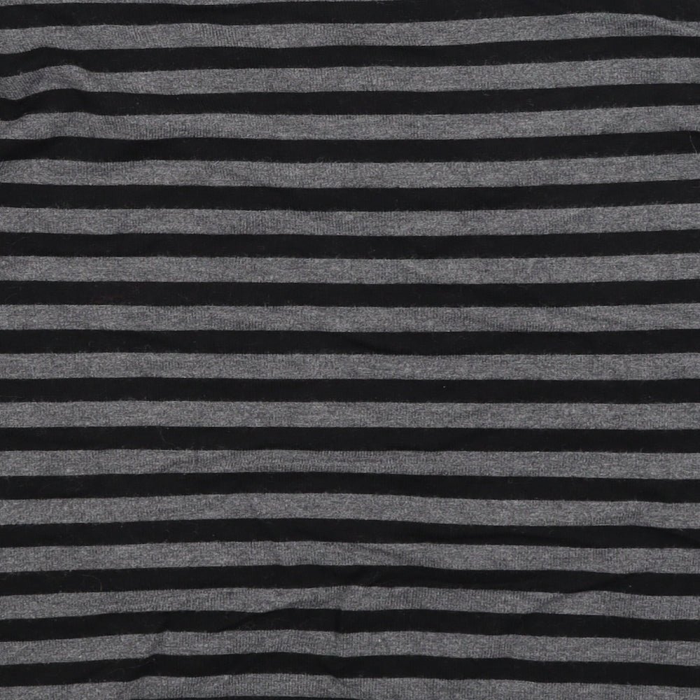 M&S Womens Black Striped  Basic T-Shirt Size 16