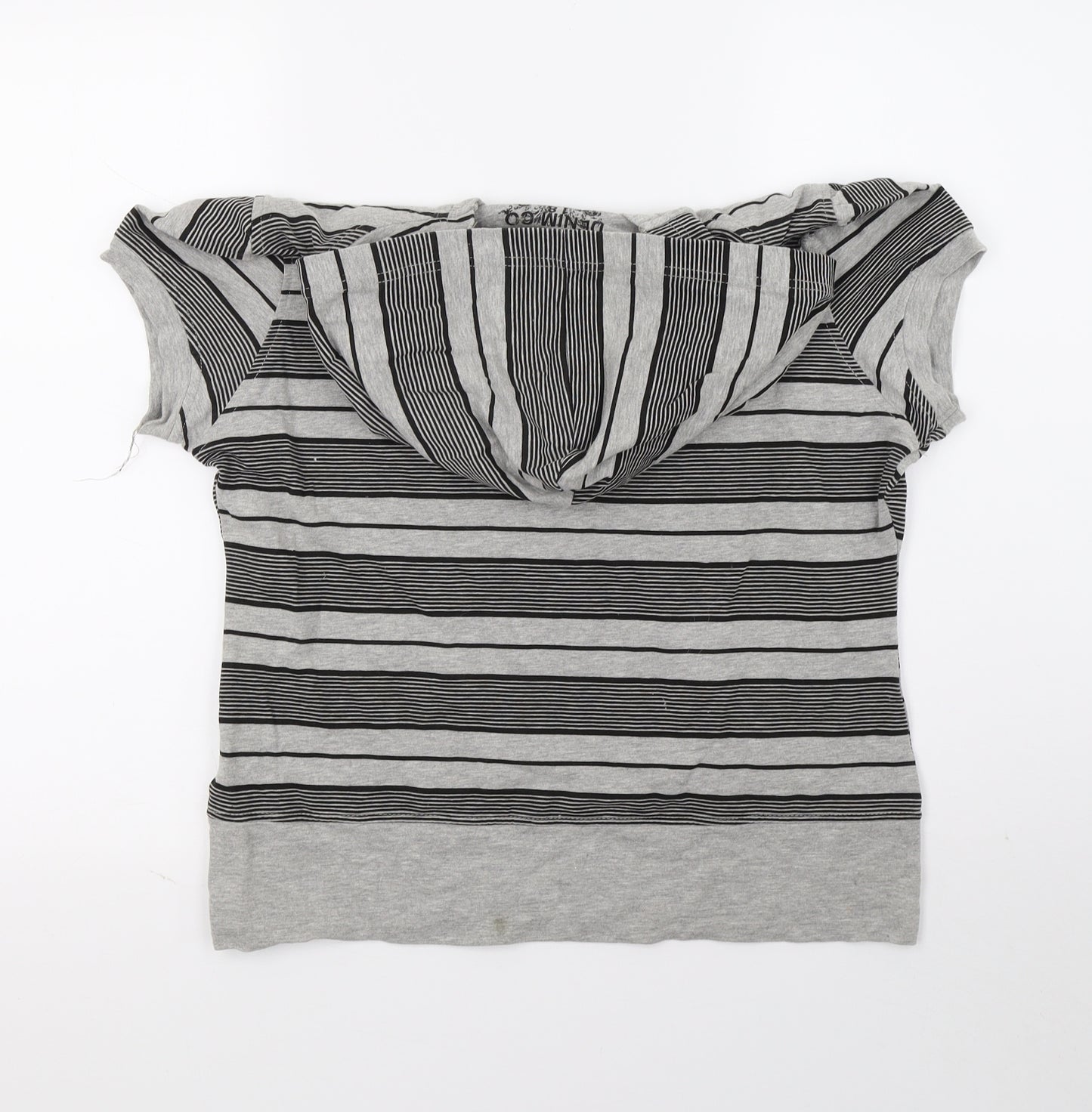 Denim & Co. Womens Grey Striped  Pullover Hoodie Size 18