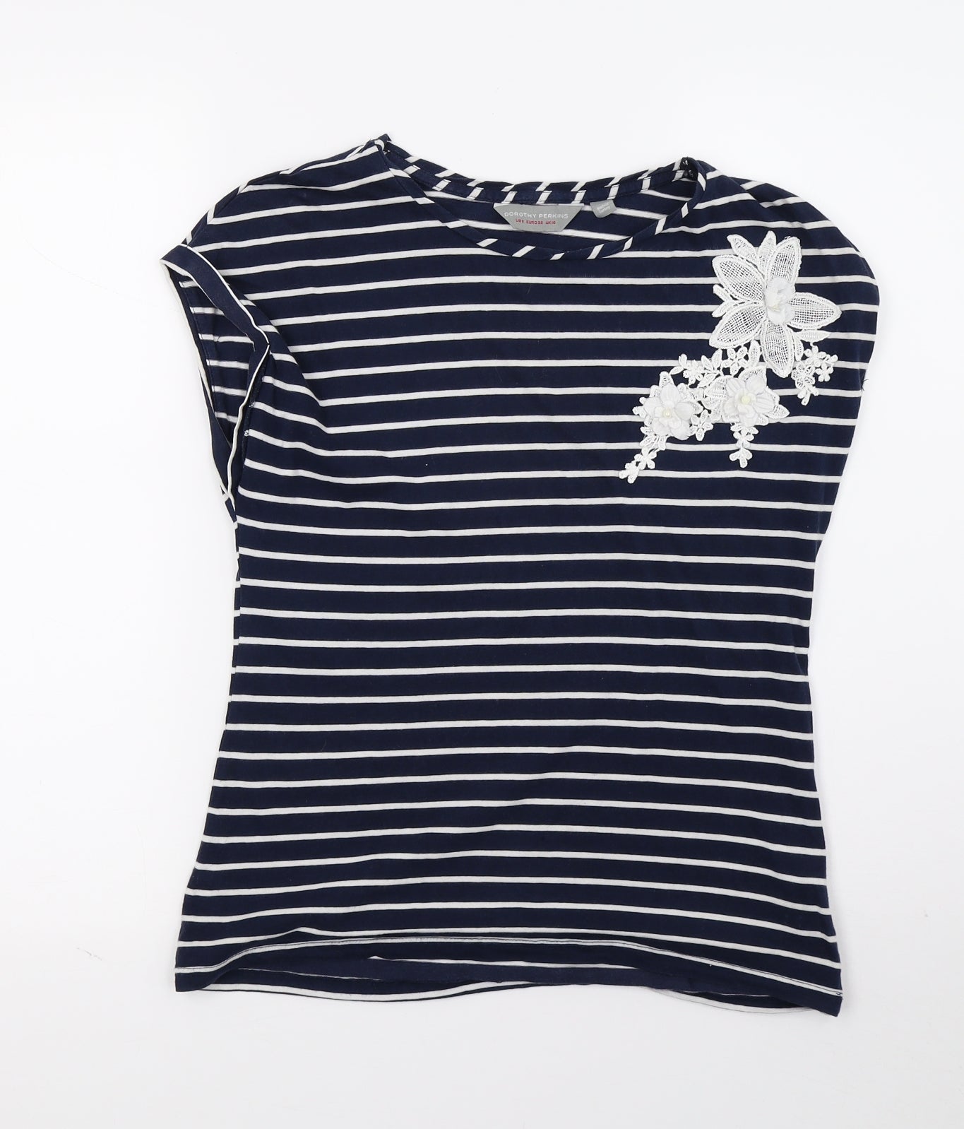 Dorothy Perkins Womens Blue Striped  Basic T-Shirt Size 10
