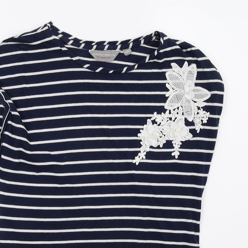 Dorothy Perkins Womens Blue Striped  Basic T-Shirt Size 10