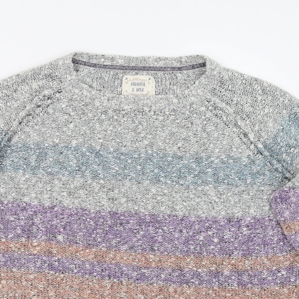 Mantaray Womens Grey Striped  Pullover Jumper Size 18