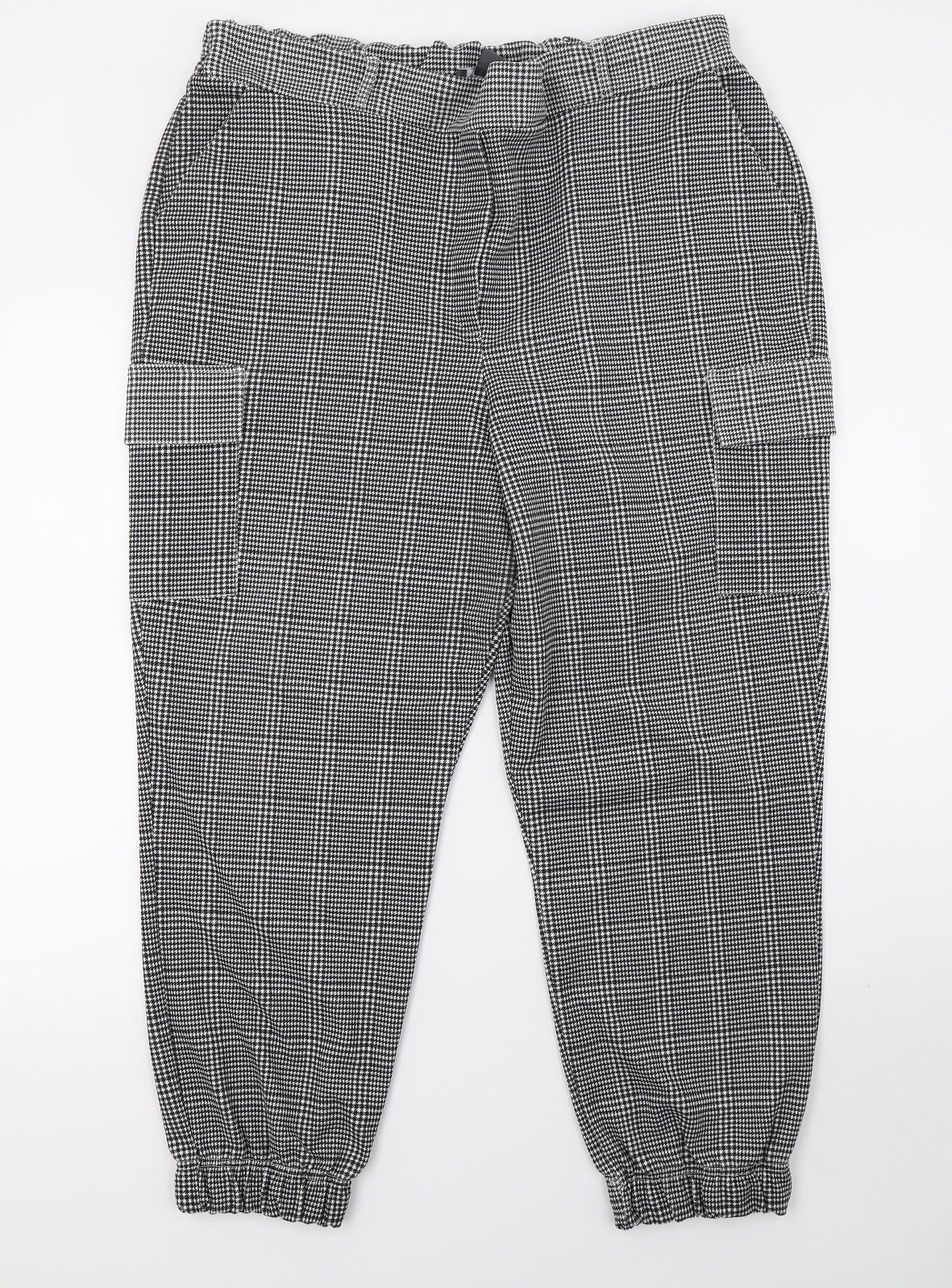 Primark Womens White Check  Cargo Trousers Size 20 L28 in