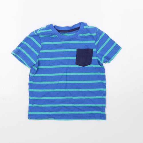 George Boys Blue Striped  Basic T-Shirt Size 3-4 Years