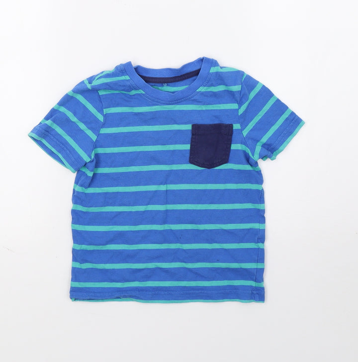 George Boys Blue Striped  Basic T-Shirt Size 3-4 Years