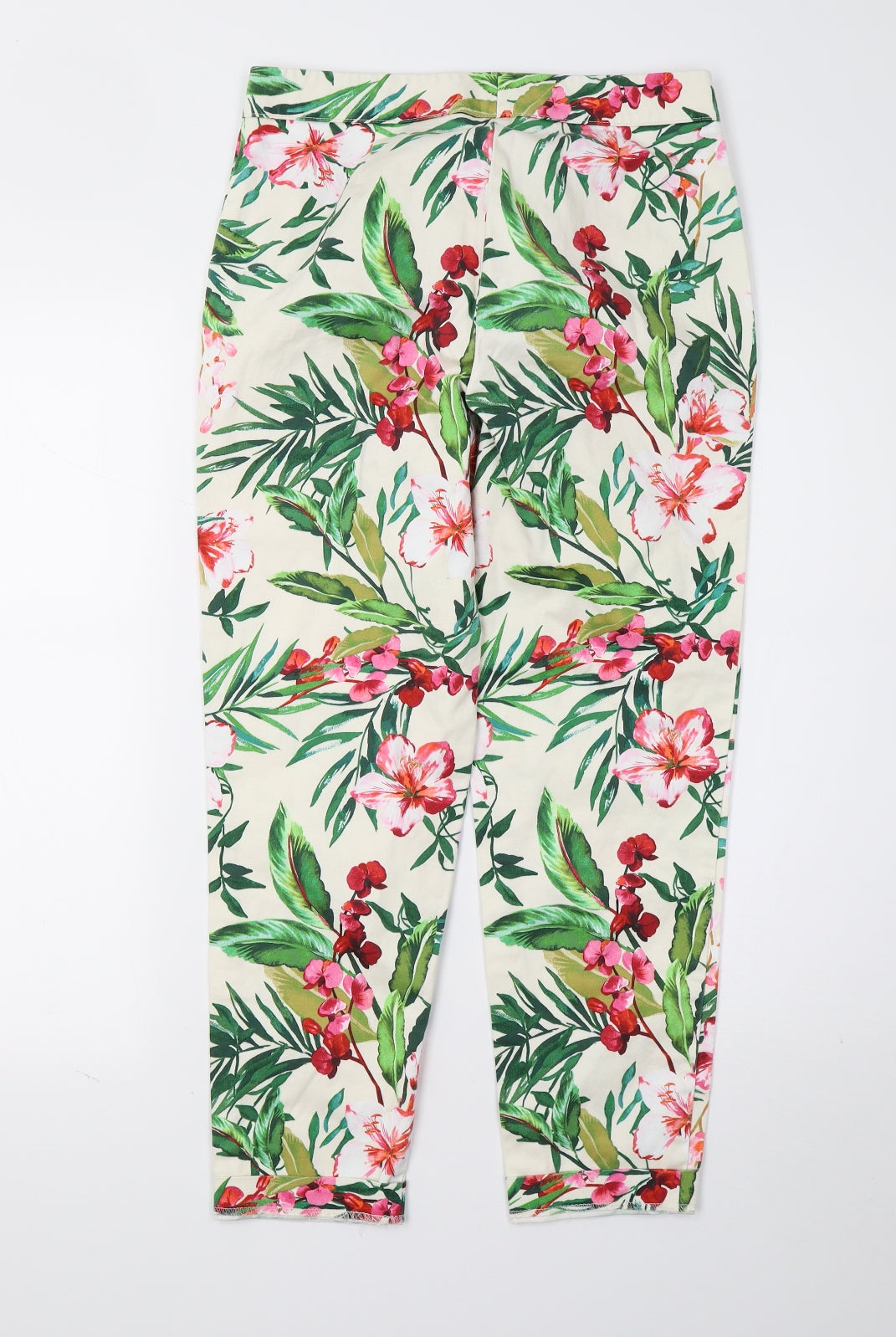 F&F Womens White Floral  Trousers  Size 8 L26 in