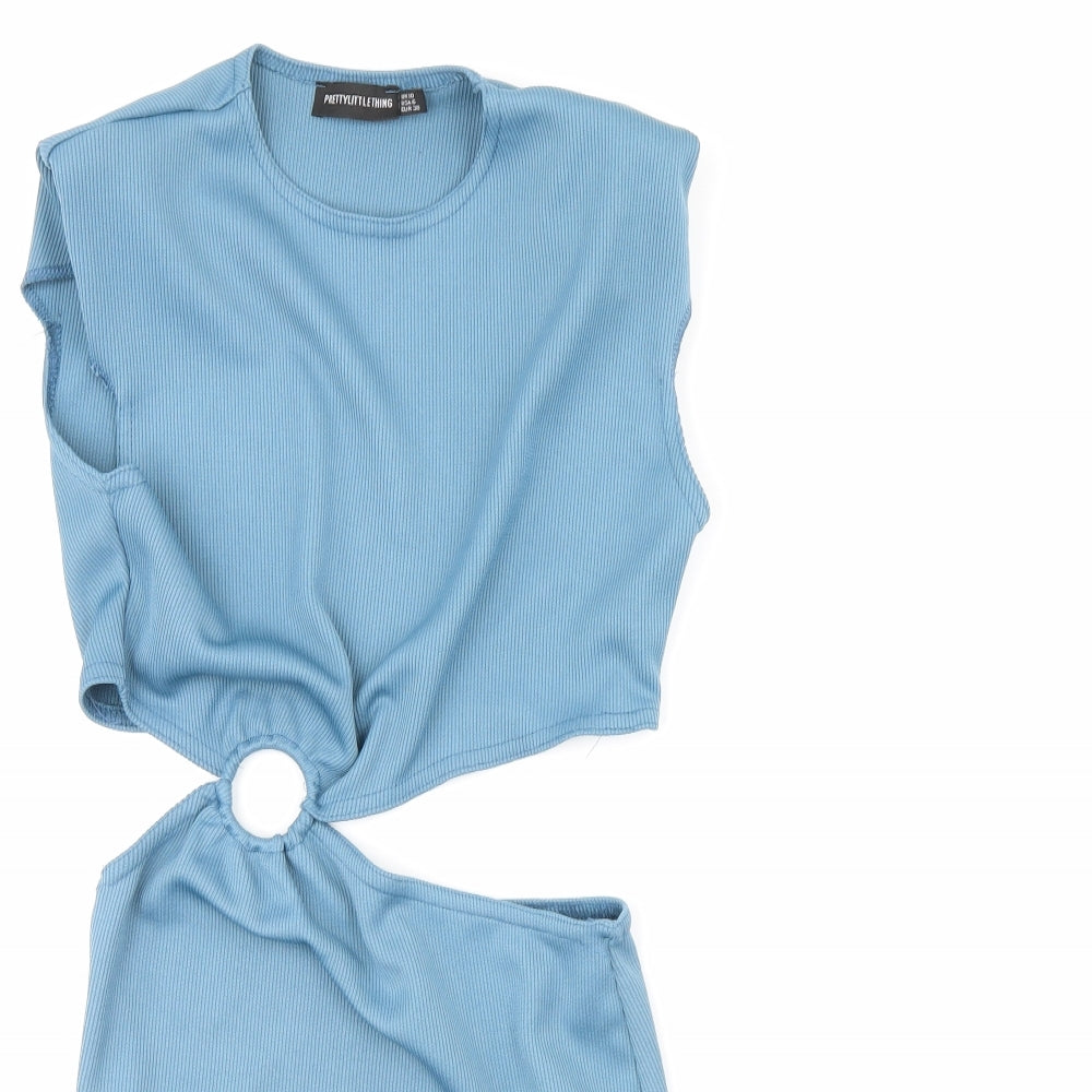 pretty little Thing Womens Blue   Bodycon  Size 10  - Shoulder Pads