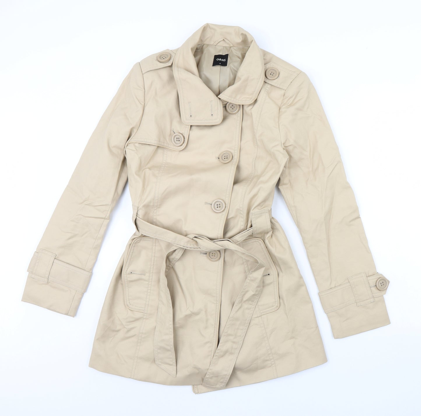 Oasis Womens Beige   Overcoat Coat Size S  - Shoulder Pads