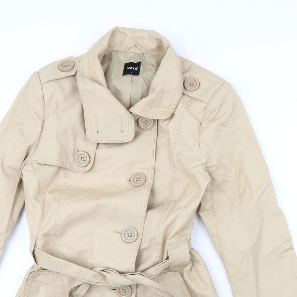 Oasis Womens Beige   Overcoat Coat Size S  - Shoulder Pads