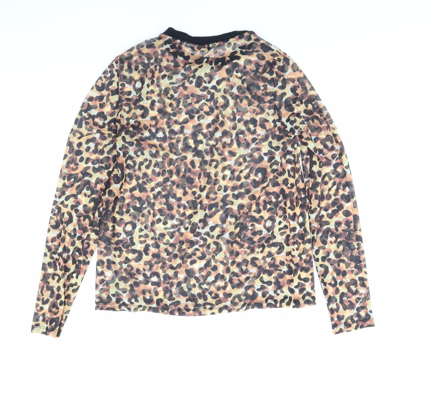 TU Womens Brown Animal Print  Basic Blouse Size 10