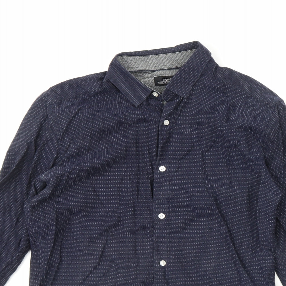 NEXT Mens Blue Polka Dot   Dress Shirt Size S