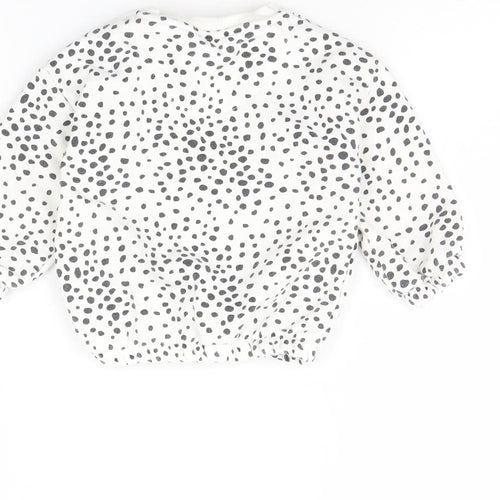 Fred & Flo Girls White Polka Dot  Pullover Jumper Size 6-9 Months