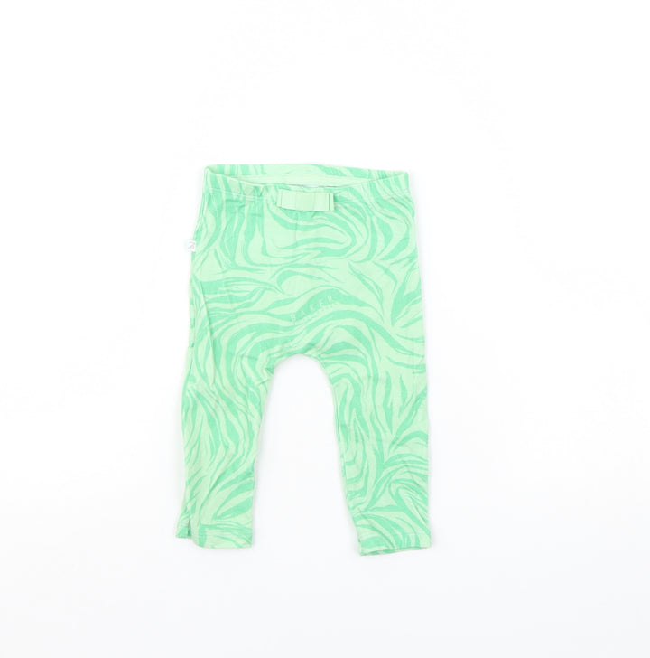 Baker Girls Green Animal Print  Capri Leggings Size 6-9 Months