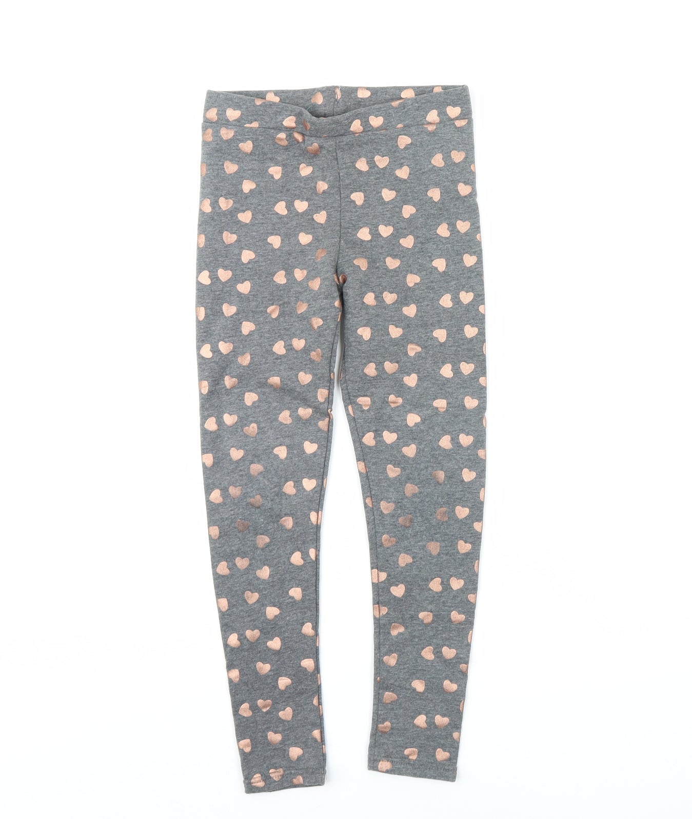 Primark Girls Grey Spotted  Capri Trousers Size 8 Years - heart