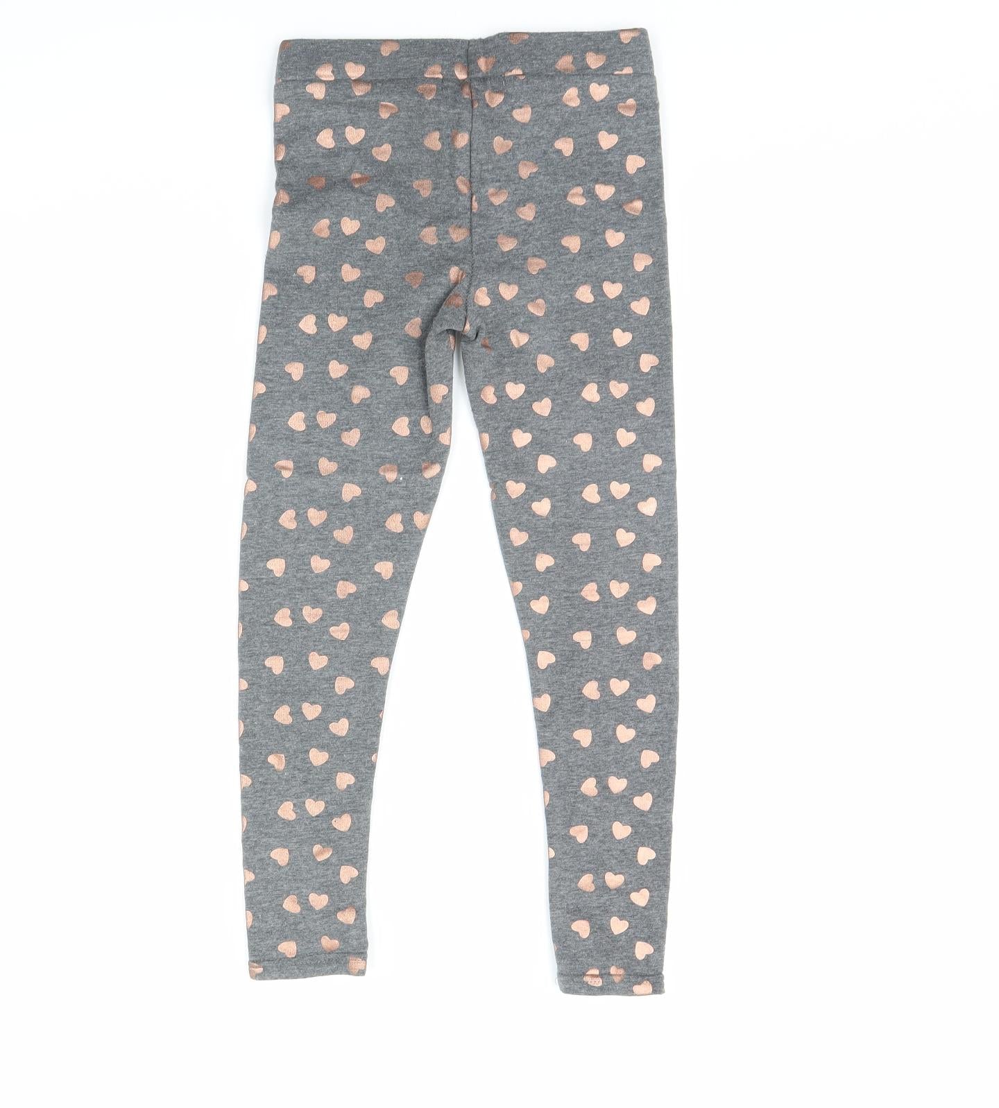 Primark Girls Grey Spotted  Capri Trousers Size 8 Years - heart